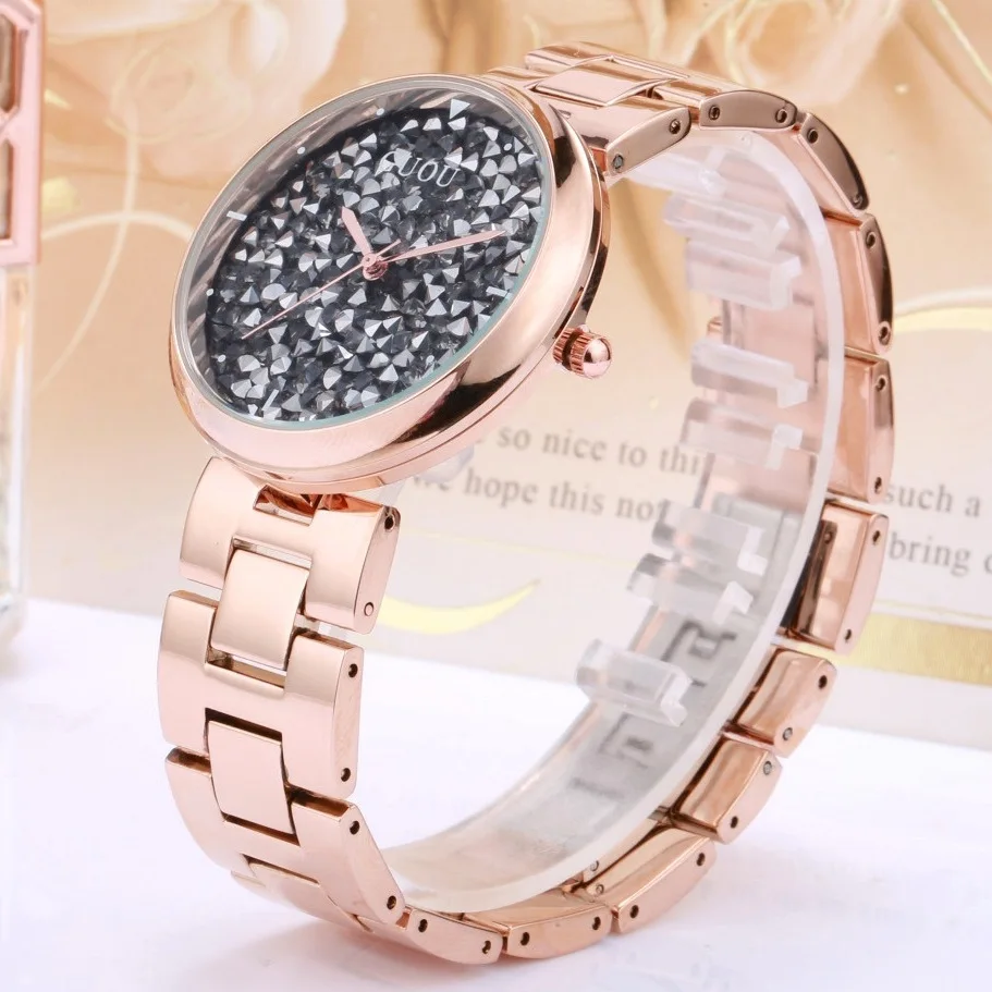 2022 GUOU Watch Top Luxury Full Diamond Dial Women Watches Fashion Shiny Rhinestone Ladies Hour relogio feminino relojes mujer