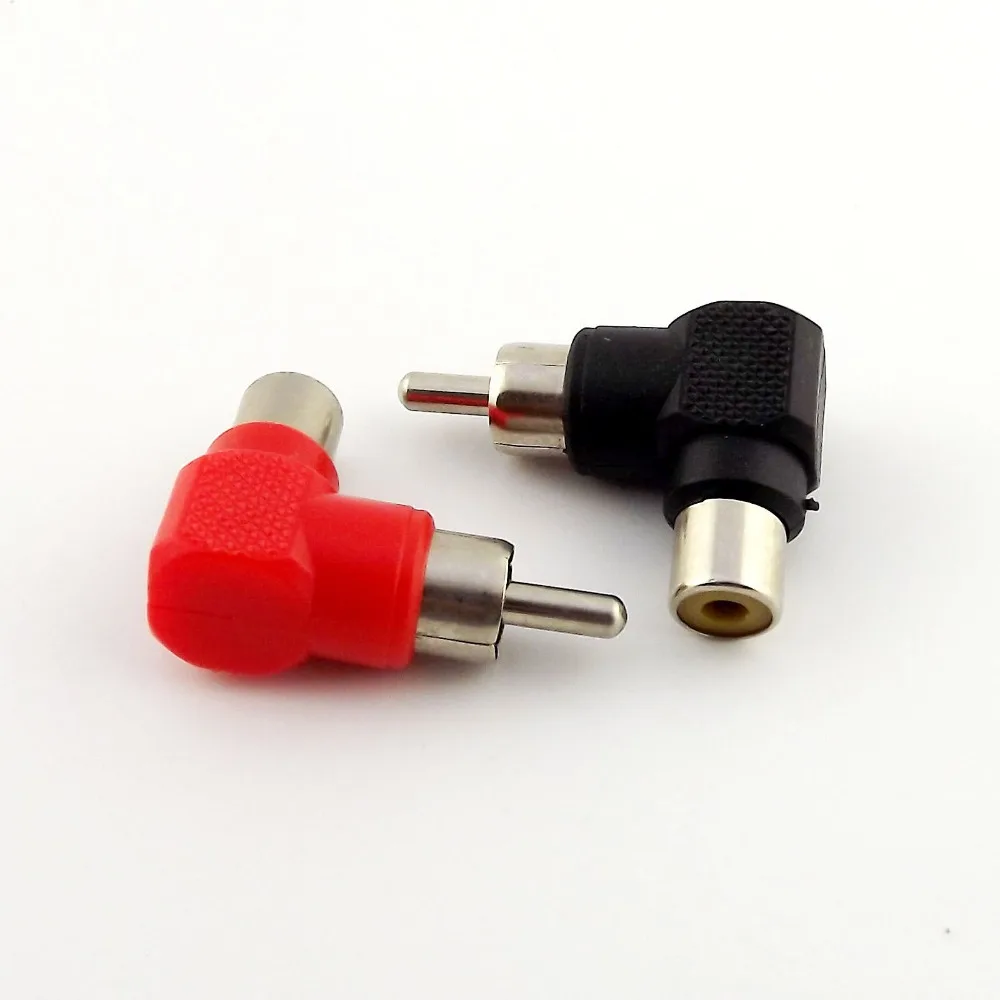 10pairs RCA Male to RCA Female Jack Nickel Right Angle AV Audio Adapter Red + Black