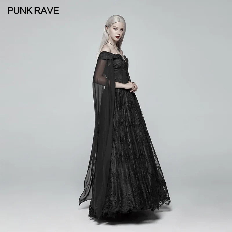 Punk Rave Gothic Pinup Max Dress Women Dark cosplay Stage performance clothing WQ383