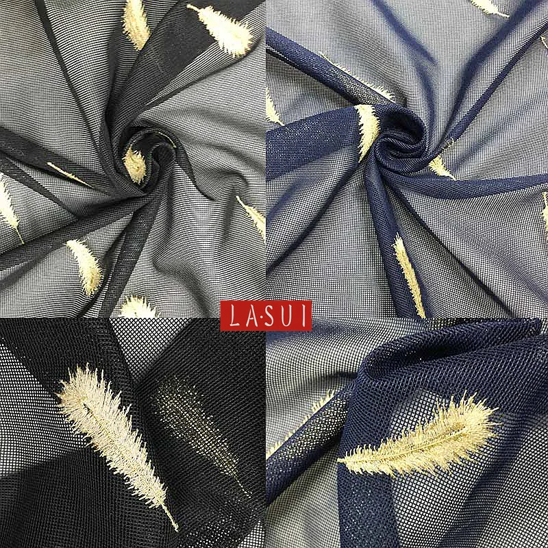 LASUI 3 colors 1.5M  Feather Embroidery Lace Mesh Fabric good quality  Breathable, anti-wrinkle feeling good  prom dresses X0188