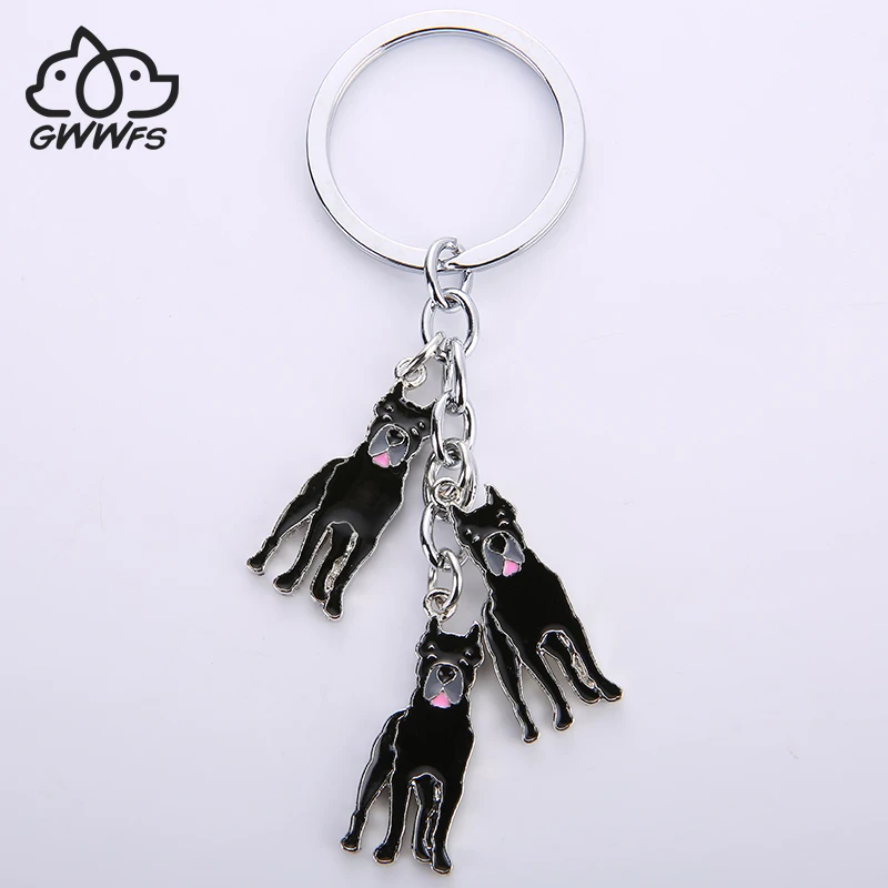 Cane Corso dog pendant key chains for men women white gold color metal alloy bag charm car keychain key ring holder keyring