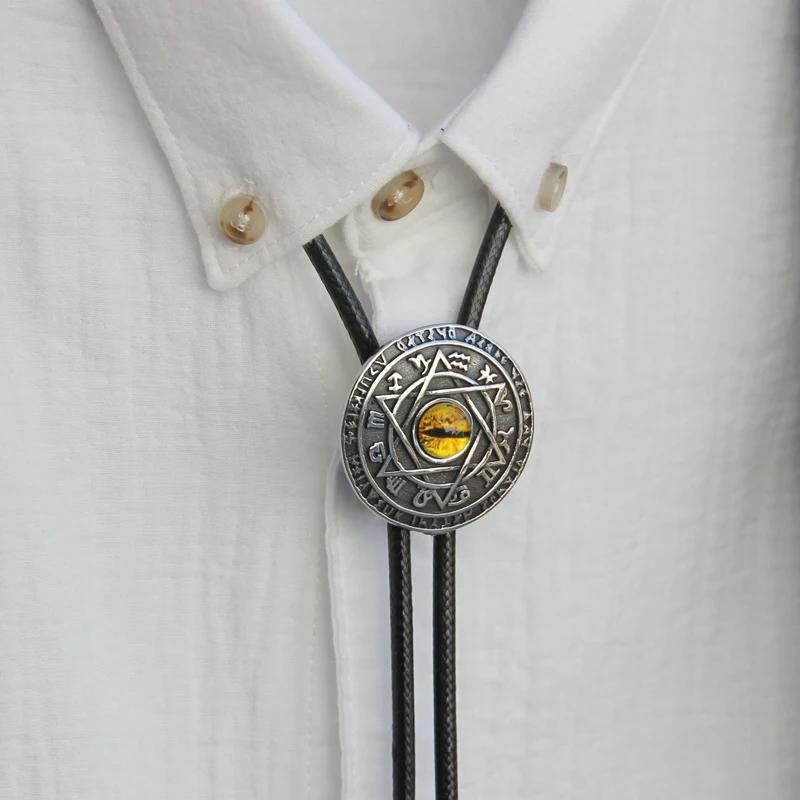 Original design bolo ties stainless steel 12 Constellation resin eye bolo tie for men personality neck tie fashion accessory