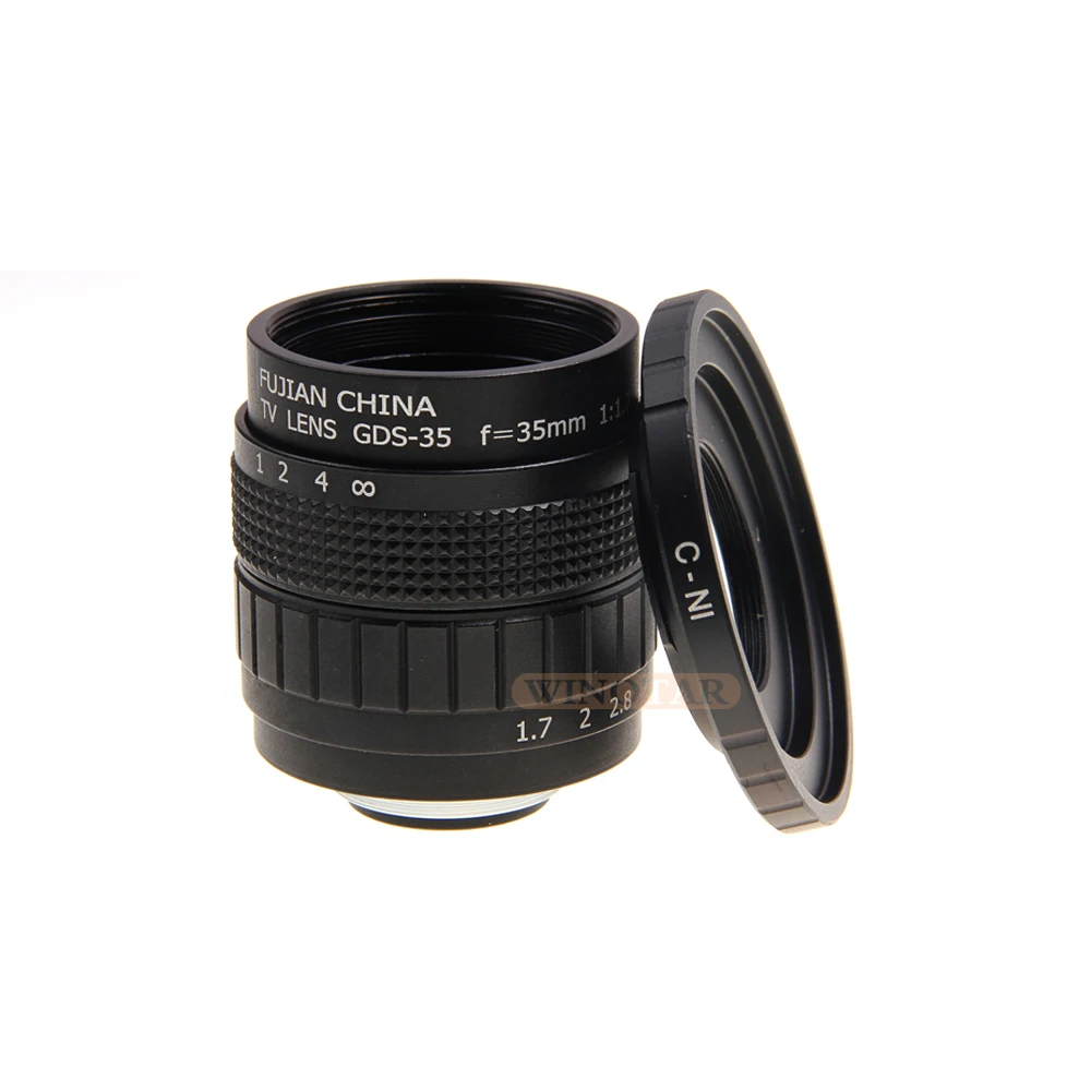FUJIAN 35mm F1.7 CCTV F1.7 Lens + C-N1 Mount Ring + Lens Hood +