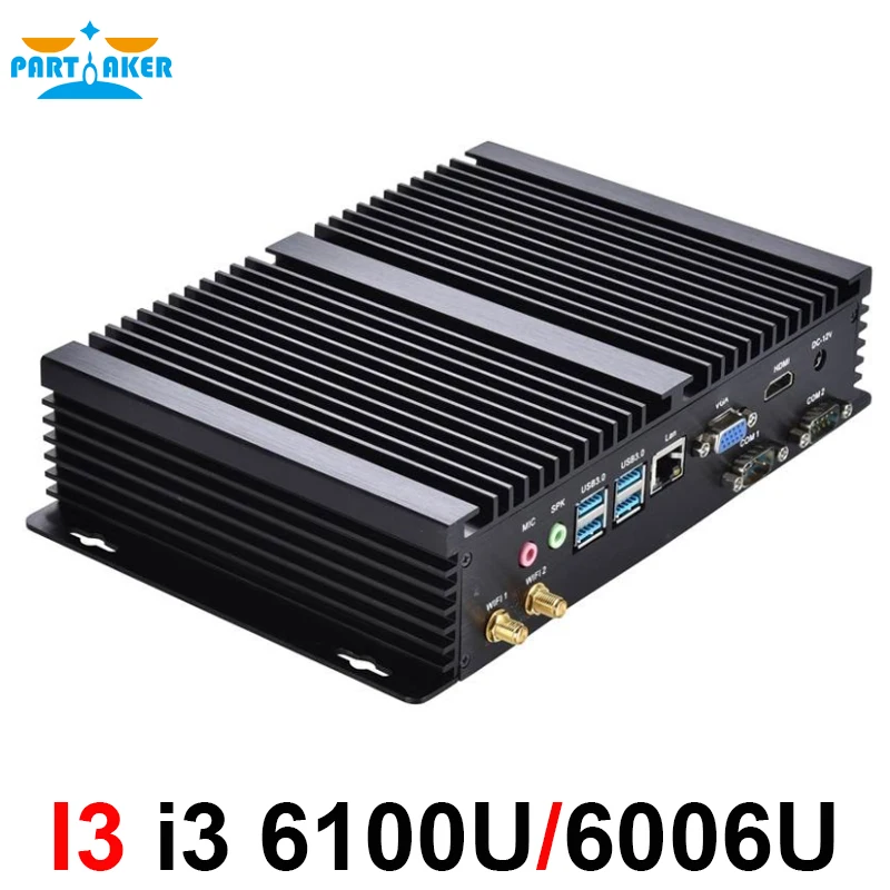 Intel Core i3 6157U Skylake Industrial Mini PC Barebone Linux Micro Computer Win10 HTPC 300M Wifi VGA HDMI 2 COM Ports