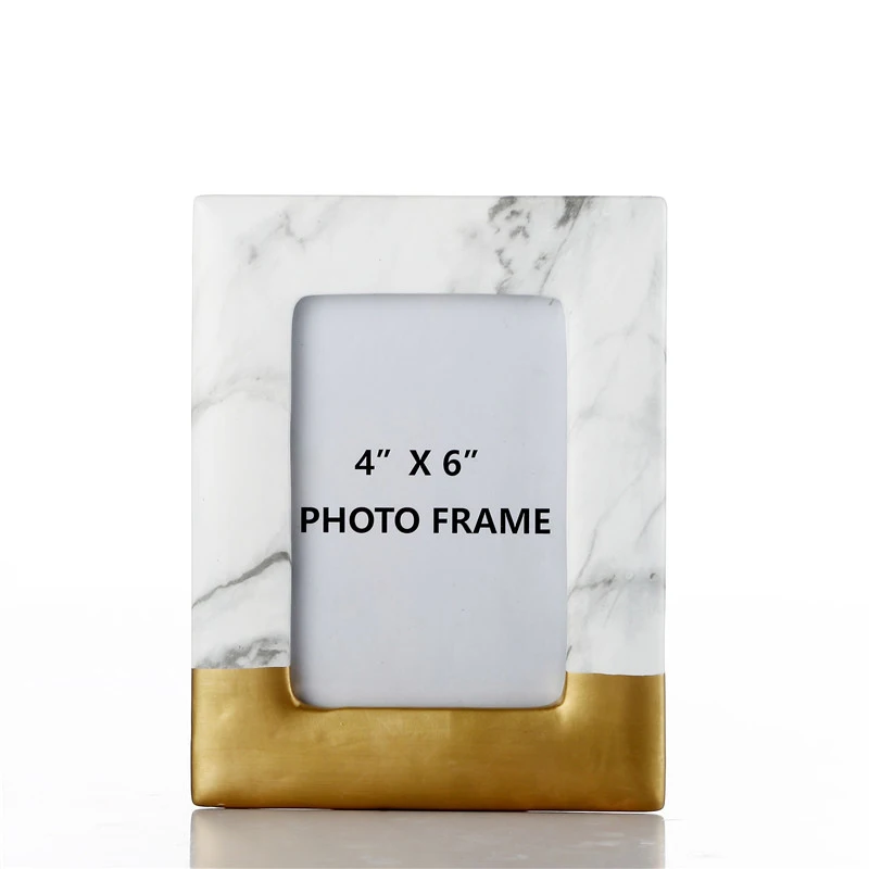 

Europe Creative Ceramic photo frame 6 and7 inches Golden marble photo frame table top Light luxury picture frame Home decoration