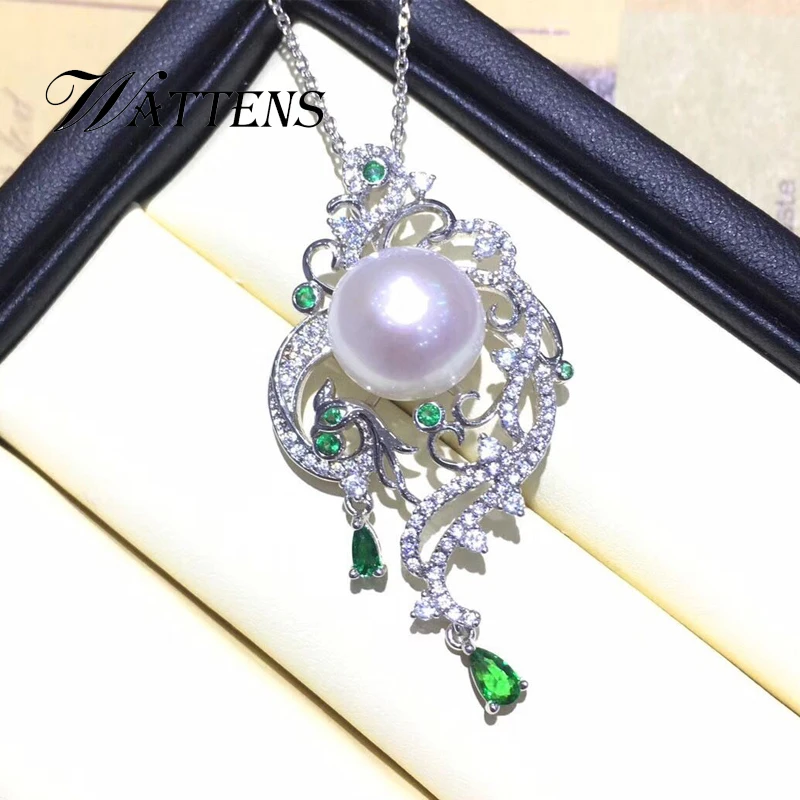 Natural Pearl set pearl necklace earrings ring women 925 sterling silver Phoenix Green zircon jewelry sets wedding party Gift