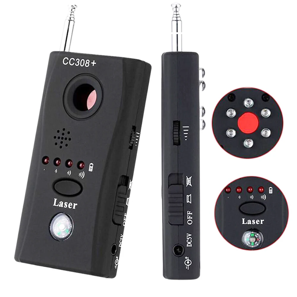 CC308 + Mini Anti-Spy Draadloze Radio Wave Signaal Rf Gsm Device Finder Verborgen Camera Lens Sensor Detector