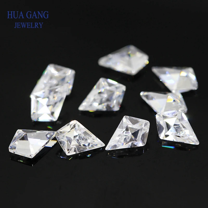 White Kite Shape Cubic Zirconia Brilliant Cut Loose Special Cut CZ Stone Synthetic Gems Beads For Jewelry 3x5-4x6mm