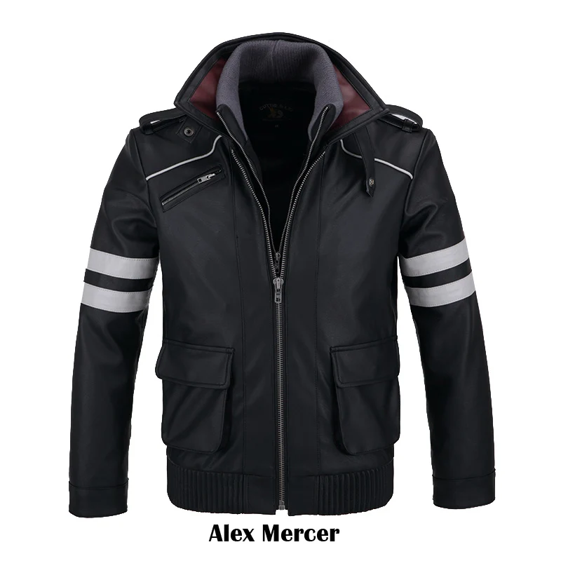 CosZtkhp Doppel Kragen! spiel Prototype Alex Mercer PU Leder Jacke Winter Mantel Halloween Cosplay Kostüme für Frauen/Männer M-4XL