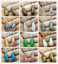 Natural stone tiger eye Turquoises Quartz Crystal Opal Water droplets earring pendant for diy Jewelry making earring Accessories