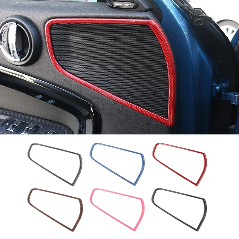 ABS Carbon Fiber Printed Car Door Speaker Cover 4pcs Styling Trim Sticker for BMW Mini Cooper Countryman F60 2017 2018 Interior