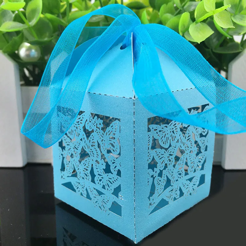 50Pcs Butterfly Hollow Laser Cut Candy Box Wedding Favors And Gifts Baby Shower Chocolate Box For Party Decoration Supplies