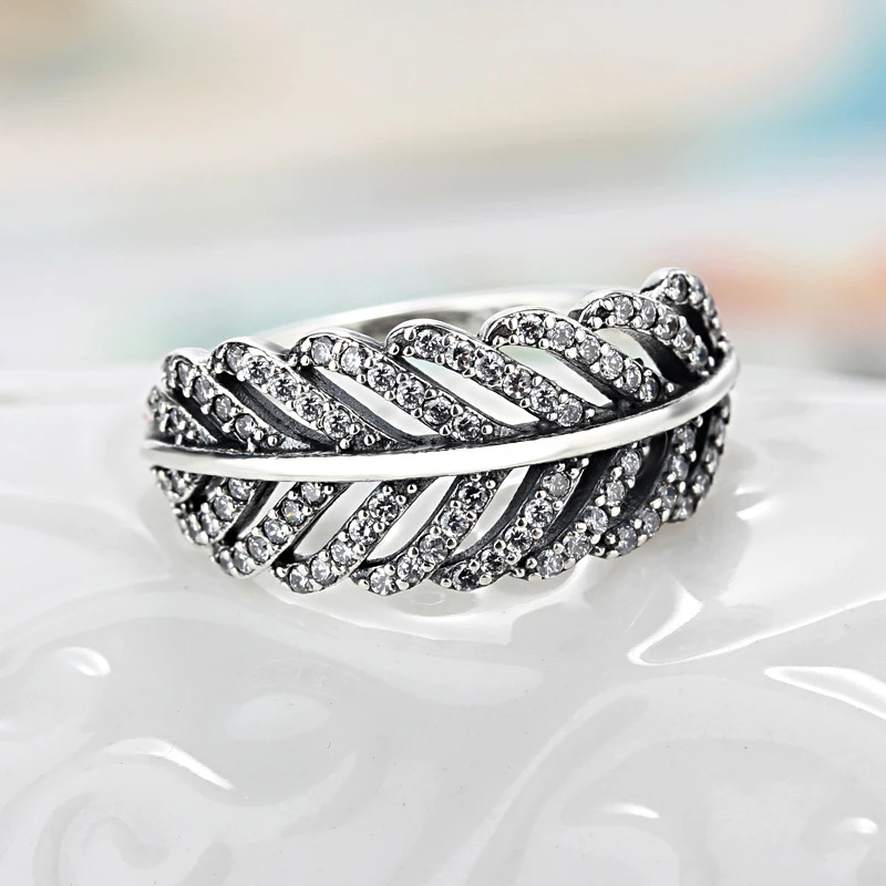 CUTEECO New CZ Zircon Finger Rings For Women Fashion Silver Color Leaves Fit Brand Rings Wedding Engagement Jewelry