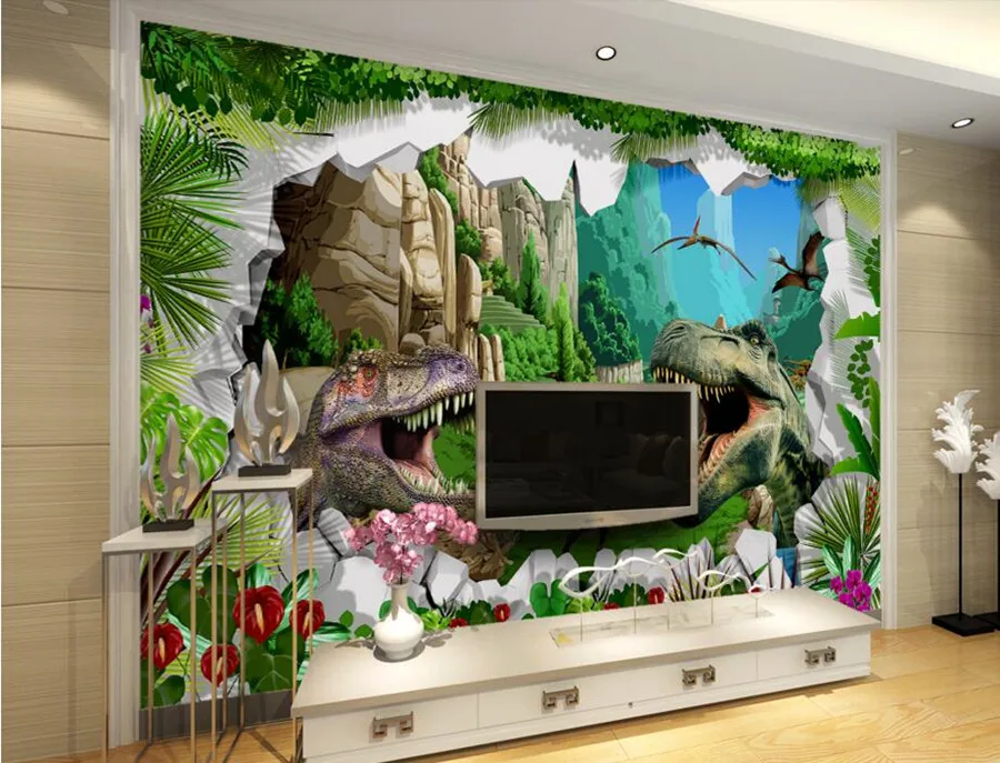 

Large murals,Ancient dinosaur era 3D stereo wallpaper murals,living room sofa TV wall bedroom 3d kids wallpaper papel de parede