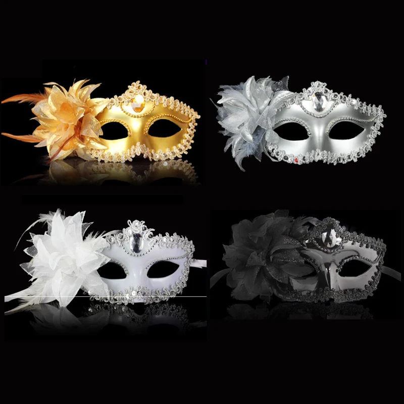 Masquerade Sexy Diamond Venetian Mask Venice Feather Flower Wedding Carnival Party Performance Purple Costume Sex Lady Mask