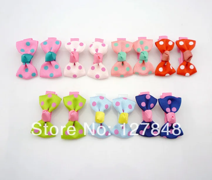 Satin Butterfly Bow Pet Hairpin,Mixed Colors Pet Hair Clip, Dog Headwear, Beautiful  Pet Accessories 100pcs/Lot