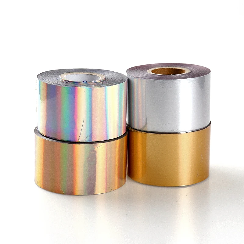 네일 아트 광택 스티커 데칼, DIY 우주 매니큐어 장식, 1 롤 레이저 실버 네일 트랜스퍼 포일, 매트 골드 실버