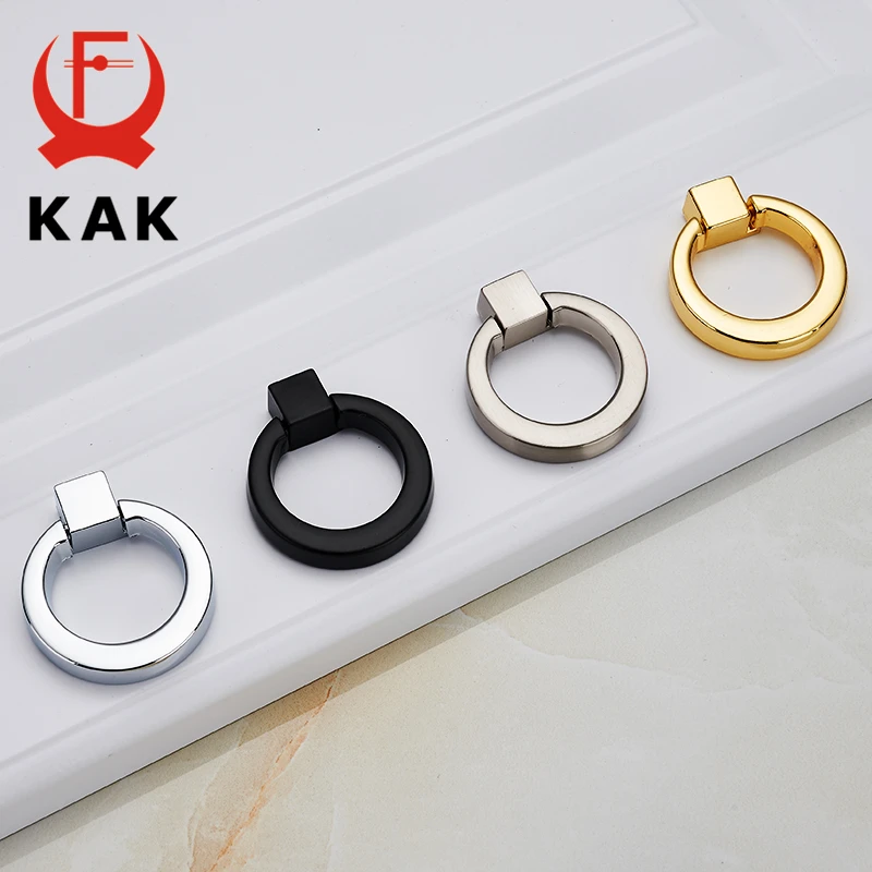 

KAK 5PCS Ring Circle Handles Zinc Alloy Door Handle Pulls American Cabinet Drawer Knobs With Screws For Furniture Hardware