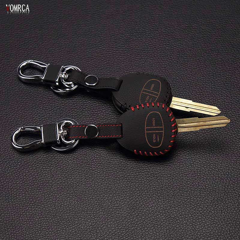 100% leather car key case car-covers For Mitsubishi outlander ASX colt LANCER Grandis Pajero sport shell car keys accessories