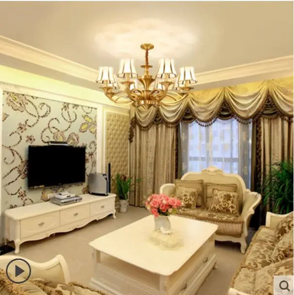 

European style chandelier full copper lamp restaurant luxury living room simple bedroom lighting atmosphere lighting