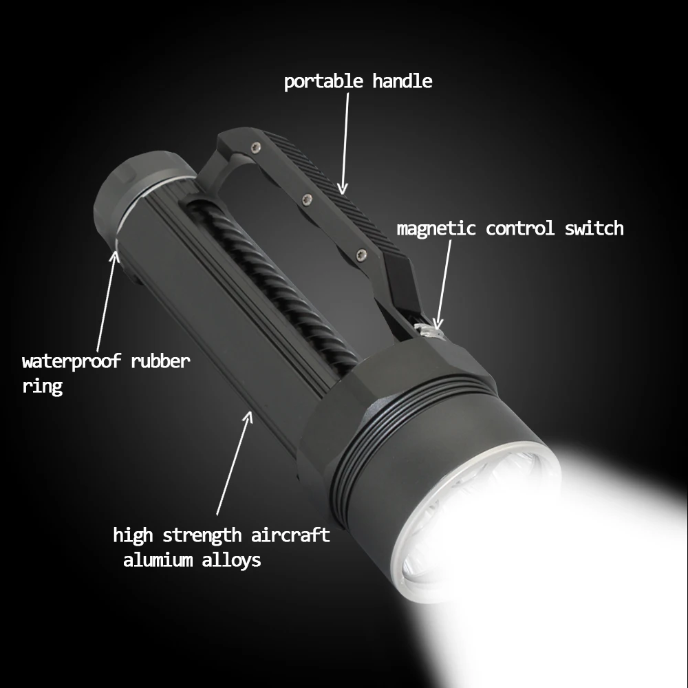 Diving Light 6 x L2 7200LM Diving flashlight Waterproof lamp Scuba Underwater 100M work torch + 2x 32650 batteries +Charger
