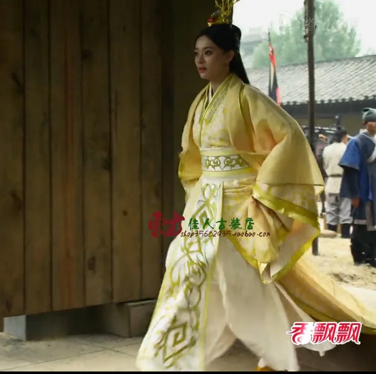 Huang Hou Periode Geel Prachtige Hanfu Kostuum Tv Play Legend Van Mi Yue-Oude Qin Keizerin Xuan Foto Huis prinses Kostuum