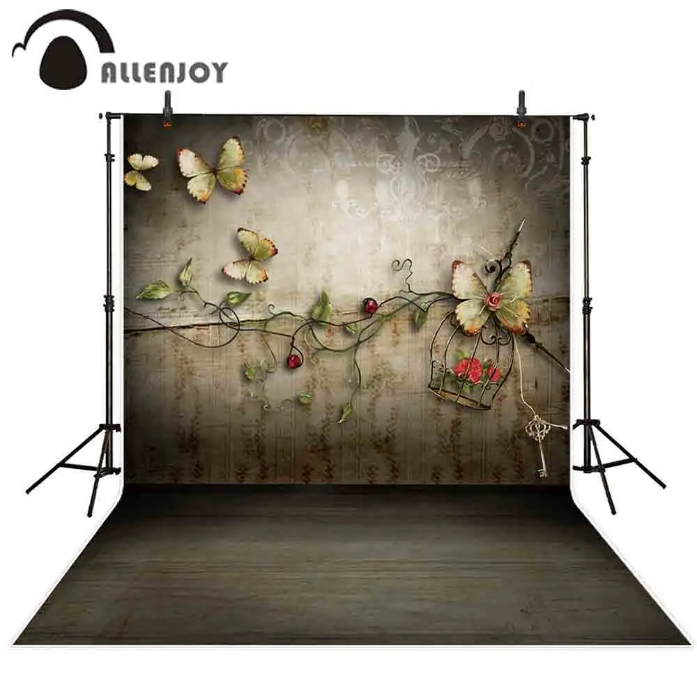 Allenjoy photography background retro spring butterfly flower love backdrop photobooth photo shoot prop decor printed photocall