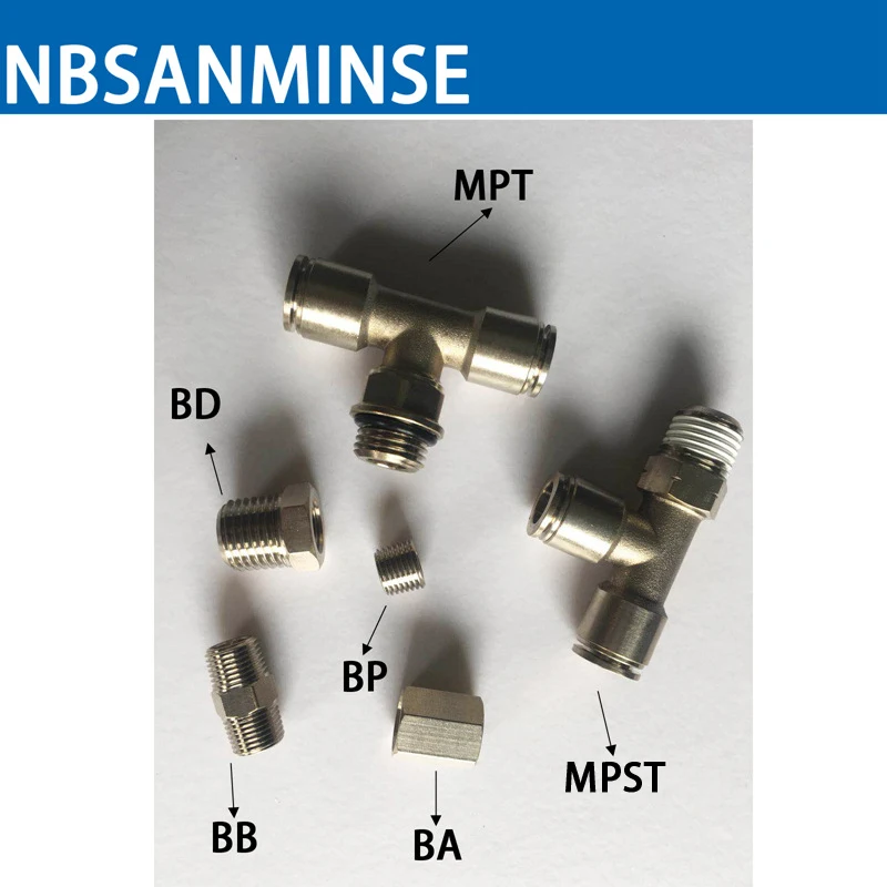 NBSANMINSE 10Pcs/Lot BA 1/8 1/4 3/8 1/2 Transition Pneumatic Air Fitting Two Thread End Brass Material 10Bar For Air water