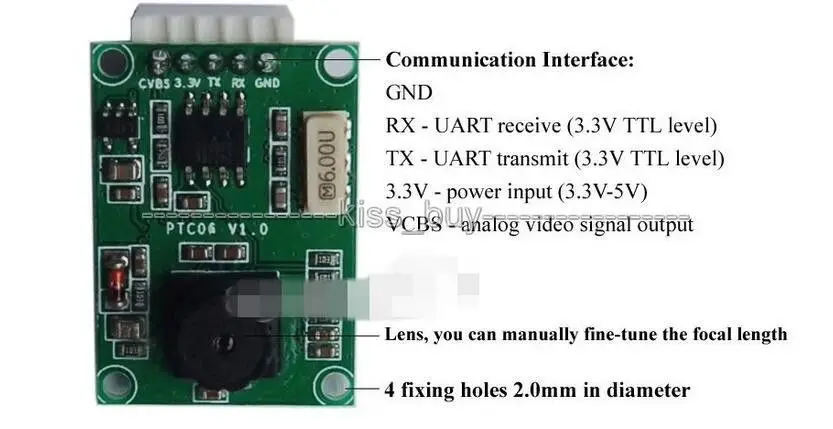 Módulo de cámara JPEG Micro Serial PTC06, interfaz CMOS TTL / UART de 1/4 pulgadas para AVR 51 STM32, imagen de control de vídeo VC0706 QVGA
