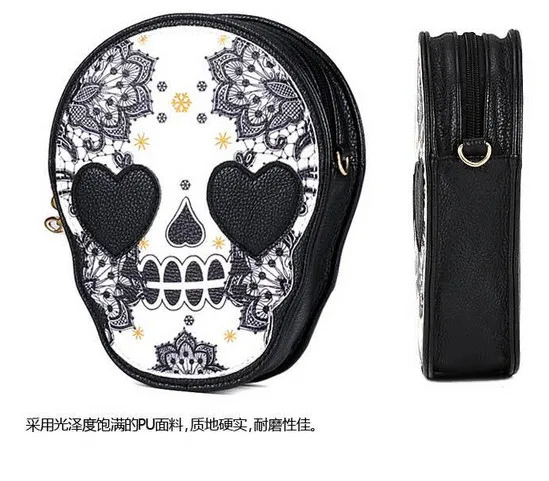 5 pieces / lot New arrival women skull handbags coin purse lovable PU leather shoulder bag messenger bags