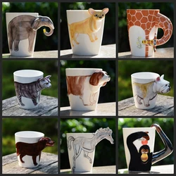 Regalo creativo caffè in ceramica tazza di Ttea al latte forma di animale 3D cervi dipinti a mano giraffa mucca scimmia cane gatto cammello elefante tazza di cavallo