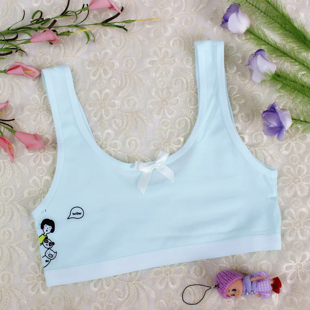 Drop shipping Children Topic For Teenagers Vest Brassiere Sport Girl Bras For Teen Girls Rabbit Summer Thin Girl Training Linen