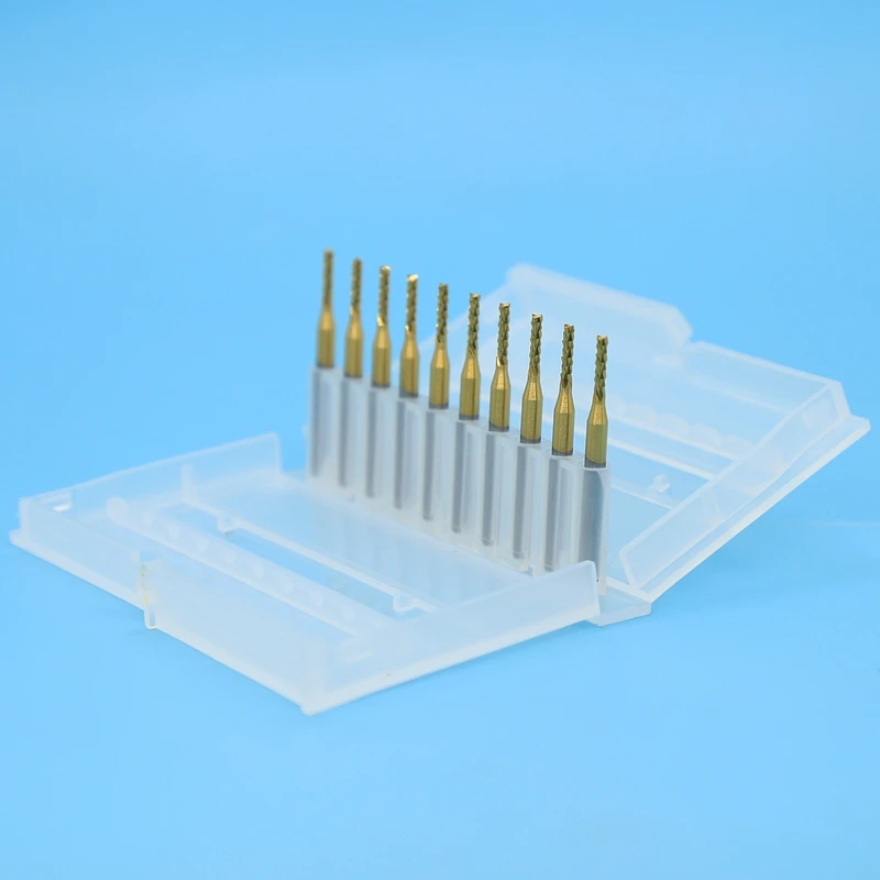 1.5mm titanium coated tungsten carbide PCB corn milling cutter 10PCS CNC router wood exercise tool metal engraving machine