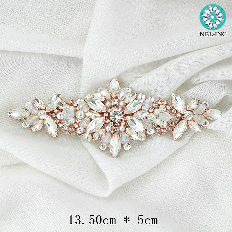 Imagem -05 - Personalizado Rhinestone Applique para Cinto de Casamento Contas de Cristal Claro de Ouro Rosa Faixas de Noiva Wdd0924 30 Pcs