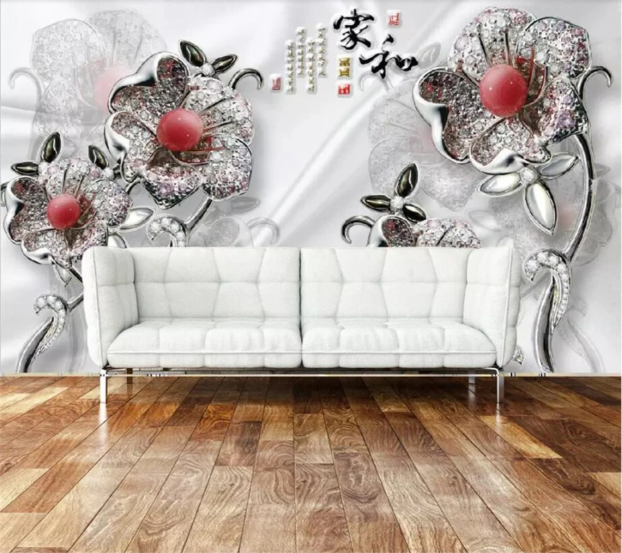 

wellyu papel de parede para quarto Custom wallpaper Silver jewelry flower home and tv background wall mural wallpaper tapety