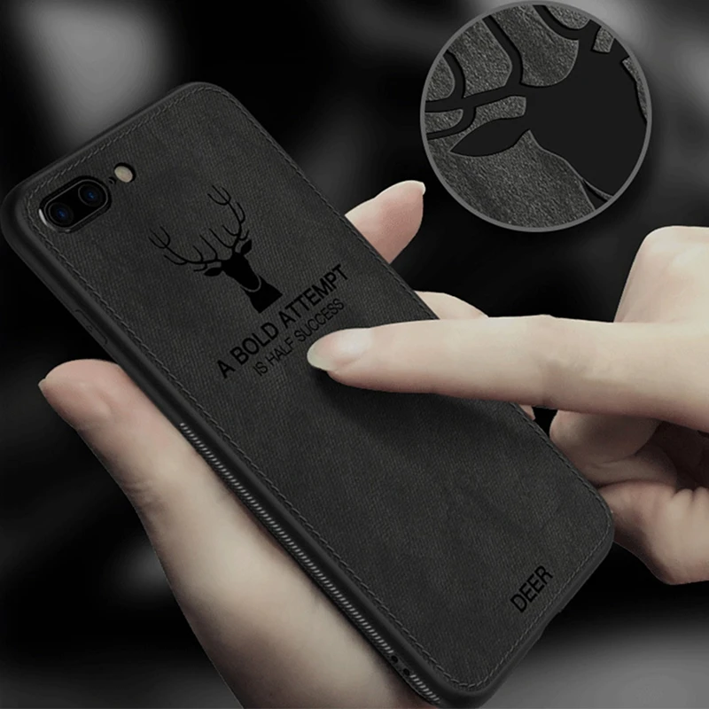 3D Print Deer Full Protective Case for iPhone X XR XS 11 12 13 mini 14 Pro MAX 7 8 Plus SE 2022 2022 Cloth Vintage Fabric Cover