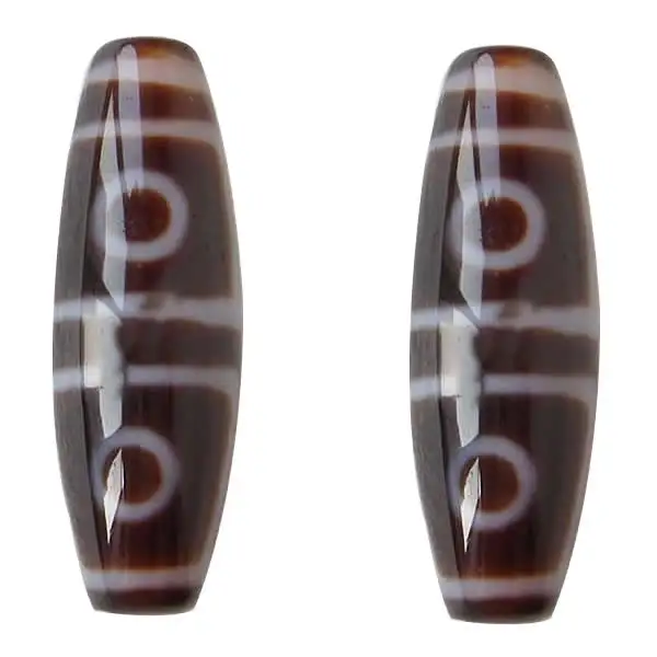 Amulet 4 Eyes Grade AAA Agate Natural Tibetan Dzi Beads Oval 12x38mm Hole:Approx 2mm Free Shipping