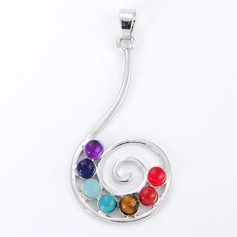 Fashion Reiki Chakra Pendant 7 Chakra Stones Natural Stone Pendant Semi Precious Stones Choker Necklace For Women Jewelry Gift