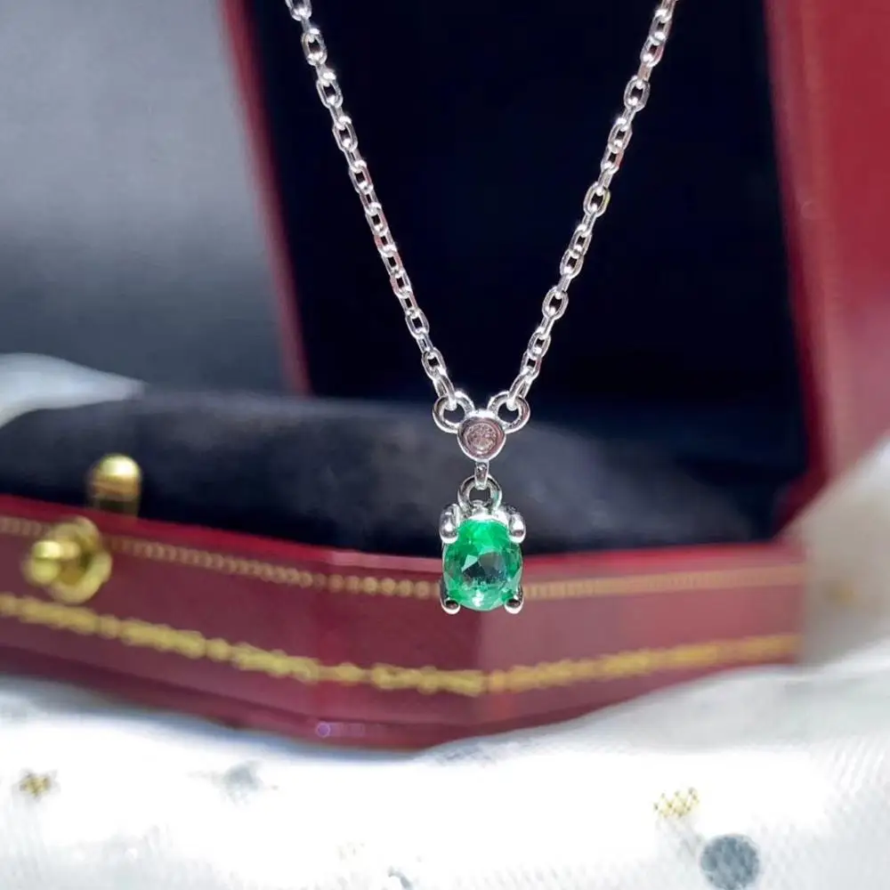 Classic natural emerald necklace, royal style, world famous gem, good quality, low price, 925 silver.