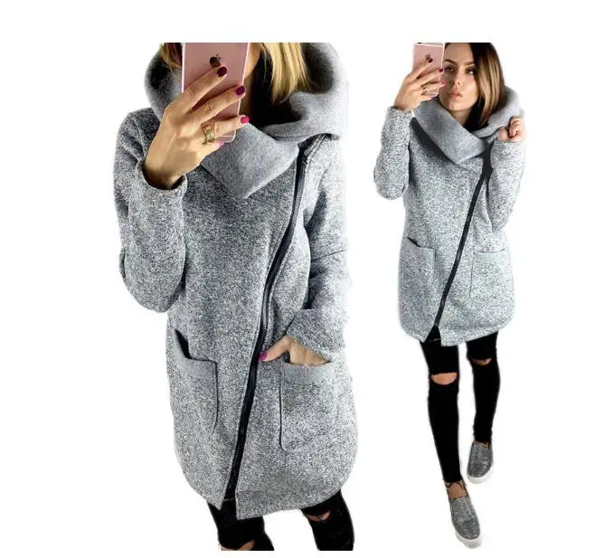 

Women Fleece Sweatshirt Spring Winter Casual Long Zipper Hoodies Pocket Jacket Coat Outwear 4XL Red/Black/Gray/Blue