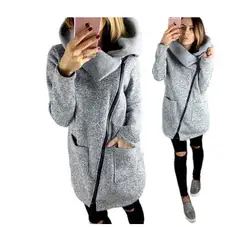 Women Fleece Sweatshirt Spring Winter Casual Long Zipper Hoodies Pocket Jacket Coat Outwear 4XL Red/Black/Gray/Blue