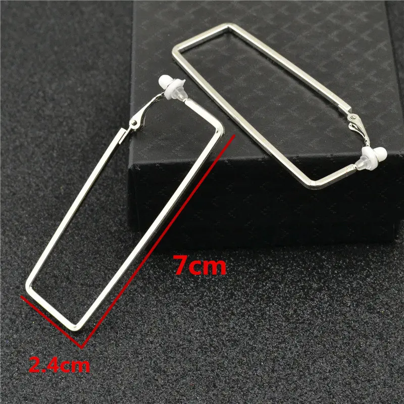 Clip on the ears Ladies Earrings with rubber cushions No piercing Wholesale Fashion jewelry Square line rectangular Women Earing