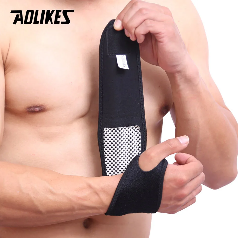 AOLIKES 1 Pair Self-heating Magnet Wrist Support Brace Guard Protector Winter Keep Warm Band Sports Sales Tourmaline Wristband