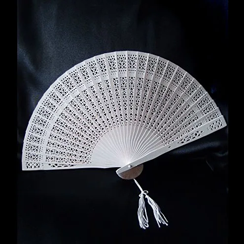 100pcs Personalized Wedding Favor Gift Sandalwood Cutout Fans Wood Color Hand Folding Fan lin2995