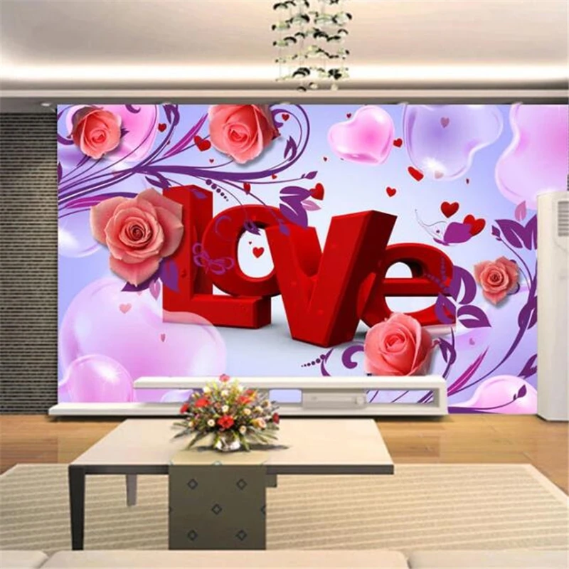 

wellyu Custom wallpaper 3d mural romantic warm LOVE rose wedding room TV living room wall bedroom restaurant mural 3d wallpaper