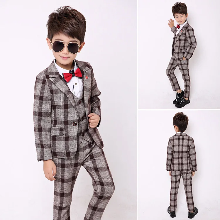 2019 Spring Flower Boys Formal Blazer Clothing Set Kids Jacket Vest Pants 3Pcs Wedding Tuxedo Suit Children Birthday Costume