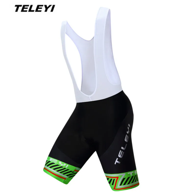 2019 TELEYI Green Cycling Bib Shorts Black bike bicycle padded shorts sleeve Sportswear MTB Clothing men Ropa Ciclismo maillot