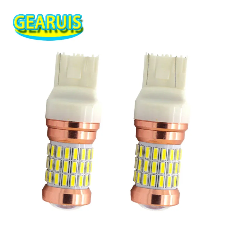 100pcs Super bright T20 7440 7443 60 SMD 4014 Lens car LED Spot 360 Angle beam 6000K White Turn Signal Light Backup Reverse Bulb