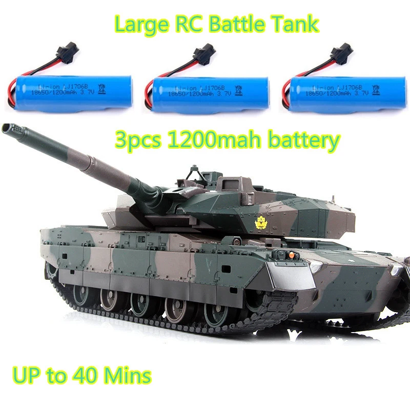 Grande exército rc tanque de batalha 2.4g controle remoto rc tanque modelo simulação recuo tanque militar 330 graus rotação menino presente brinquedos