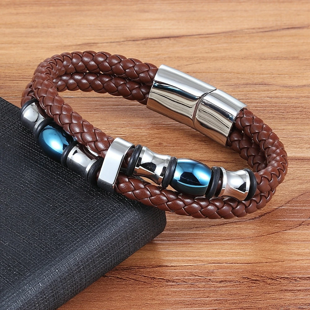 TYO Special Design Double Layer Genuine Leather Bracelet For Men Women Commemorative Significance Jewelry For Birthday Gifts